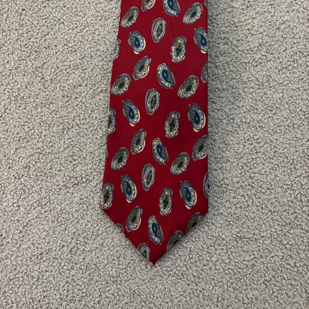 Gitman Brothers Red and Blue Silk Tie Geometric Design